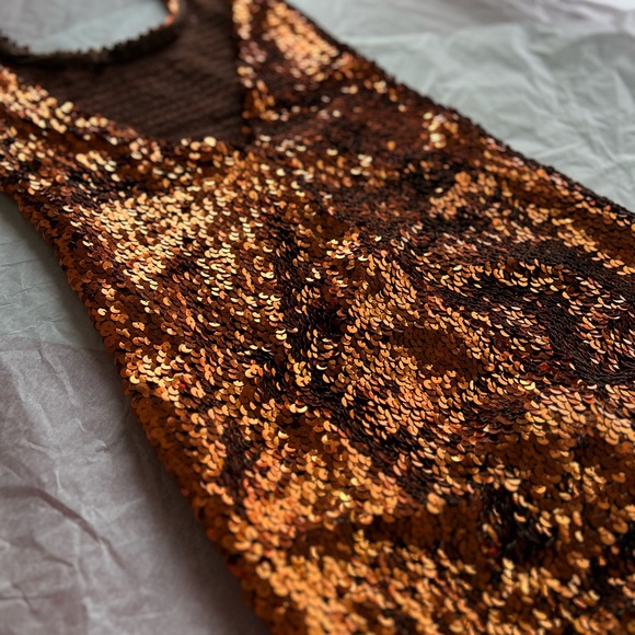 EUC VTG 80s halter sequin minidress handmade stretch small medium cocktail disco - Picture 9 of 15
